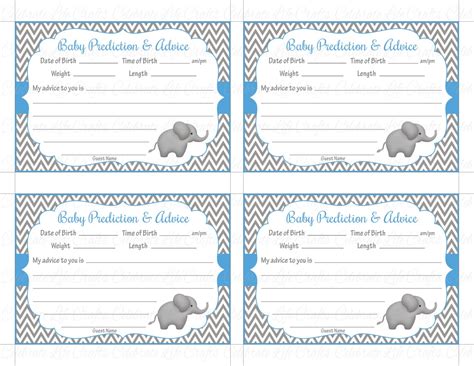 Baby Shower Prediction and Advice Cards Mommy Printable Baby