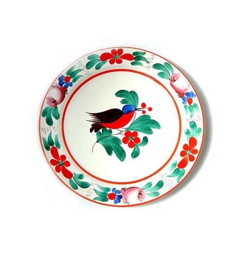 Vintage Hand Painted Bird Decorative Plate Old Hand Painted Plate