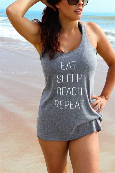 Eat Sleep Beach Repeat Tank Top Beach Tank Top Vacation Etsy Beach Tanks Tops Summer Tank