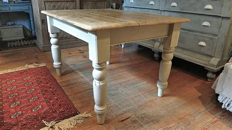 Steel frame &moulded board overall size of table: pine farmhouse kitchen table by distressed but not ...