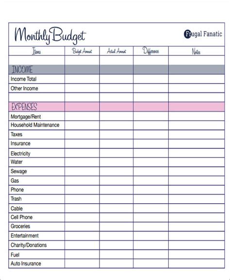Printable Monthly Budget Forms Printable Forms Free Online