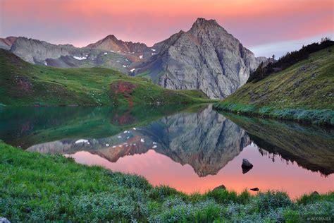 Blue Lakes Sunrise Mount Sneffels Wilderness Colorado Mountain