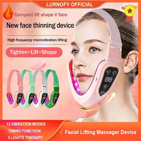 facial lifting device led photon therapy facial slimming vibration massager double chin v shaped