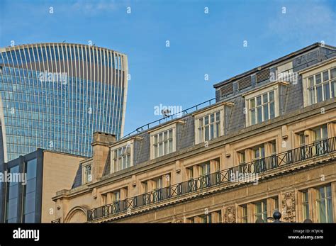 Old And New Buildings Form The Sky Line In The City Of London Stock