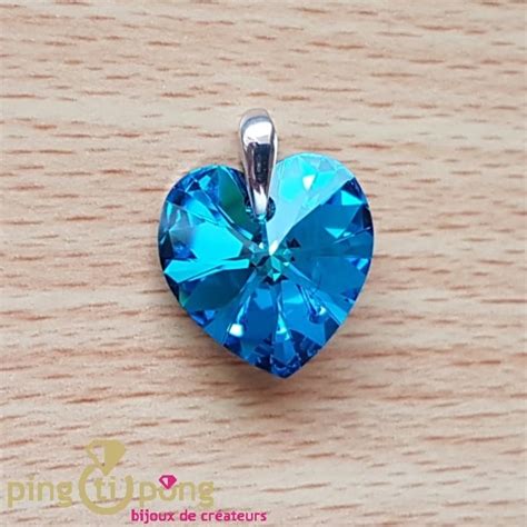 Coeur En Cristal De Swarovski® Bleu Bijou De Spark