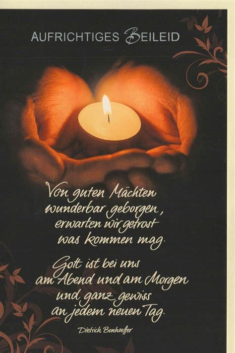 Eine trauerkarte, auch kondolenzkarte oder beileidskarte genannt, ist eine variante des sogenannten kondolenzschreibens oder trauerbriefs. Trauerkarte mit Spruch: Teelicht in Hand