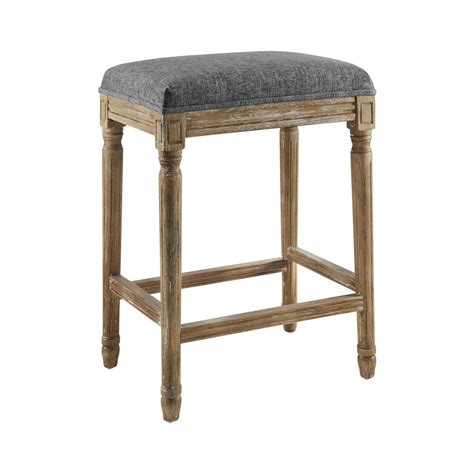 Linon Home Decor 24 In Aiken Charcoal Grey Backless Counter Stool