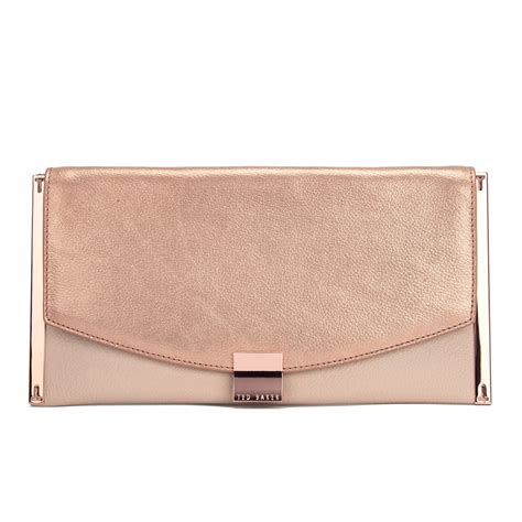 Envelope style lurex clutch bag. Ted Baker Women's Allices Tube Feet Clutch Bag - Rose Gold