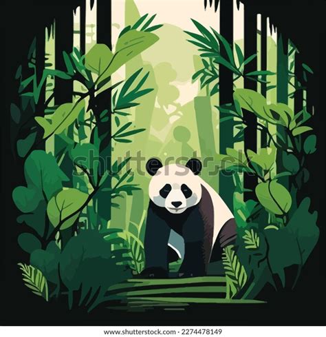 Giant Panda Bamboo Forest Threatened Endangered Stock Vector Royalty