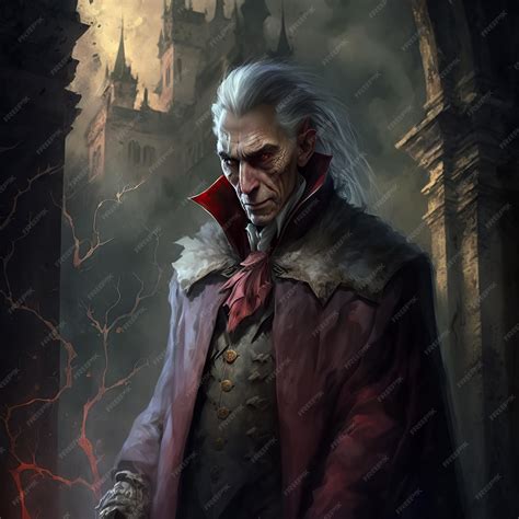 Premium Photo Old Vampire Count Dracula In Red Cloak In Castle