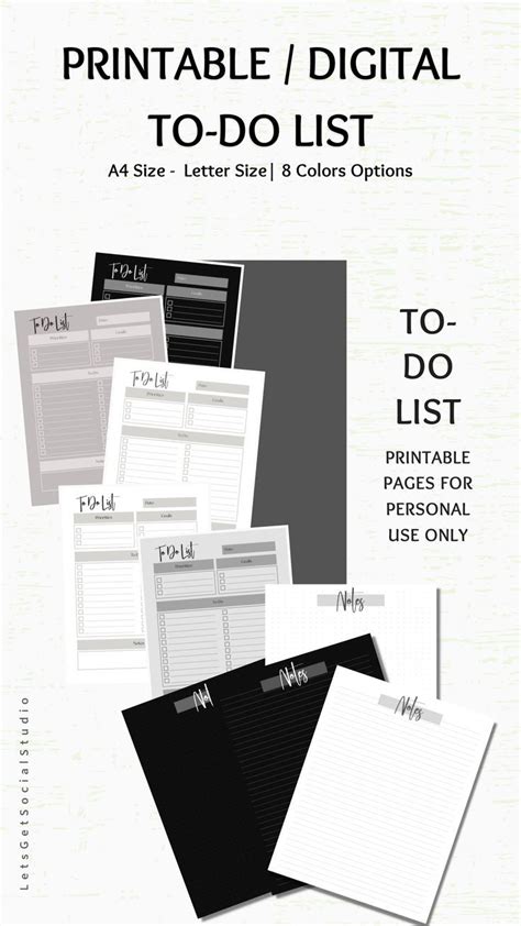 Minimalist To Do List Printable And Digital Planner Template Etsy In