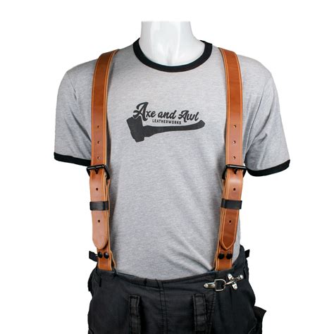Leather X Back Suspenders Axe And Awl Leatherworks Customizable