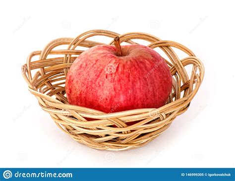 One Bigred Apple In The Basket Stock Image Image Of