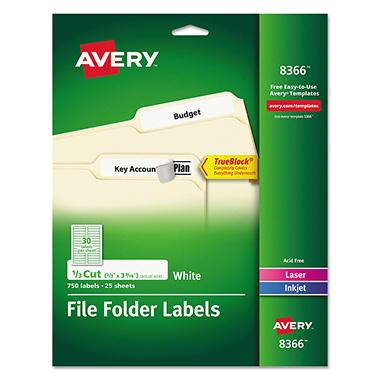 Labels are used for all types of business and file folder label template is offered by us to make you convenient to get professional looking and quick. Avery 1/3 Tab File Folder Labels, White, 750 Labels - Sam's Club