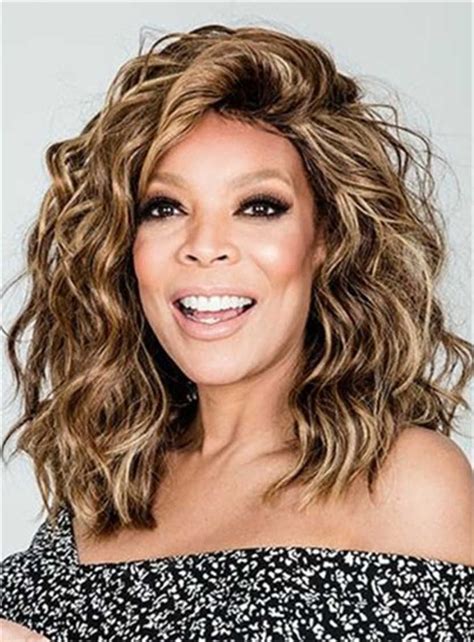 Wendy Williams Medium Messy Loose Curly Human Hair Lace Front Cap Wigs