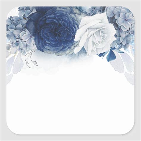 Navy And Dusty Blue Floral Wedding Classic Round Sticker Zazzle