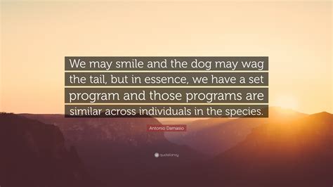 Antonio Damasio Quote: “We may smile and the dog may wag the tail, but
