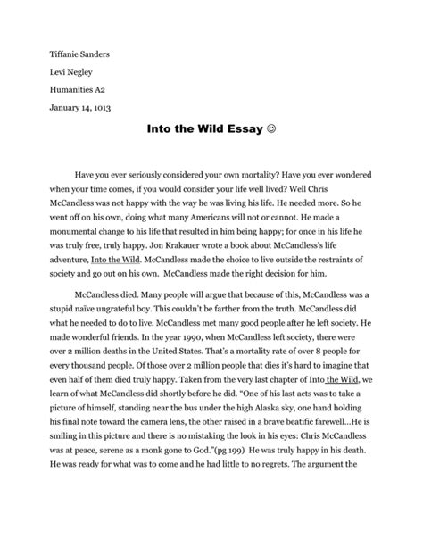 Into The Wild Essay