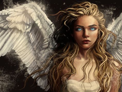 Angel Girl Wings Blue Eyes Blonde Long Hair Wallpaper 1440x1087