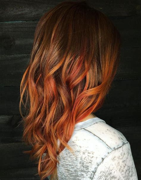 Copper Balayage For Brown Hair Mehr Copper Balayage Balayage Auburn Grey Balayage Hair Color