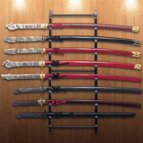 Kirito receives a strange request from seijiro kikuoka of the ministry of internal affairs and communications, virtual division. Black Wall Mount Sword Display - Holds Eight Swords | BUDK.com - Knives & Swords At The Lowest ...