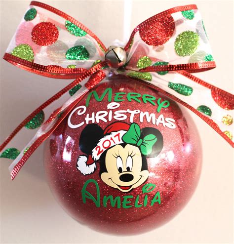 Minnie Mouse Ornament Merry Christmas Ornament With Name And Etsy