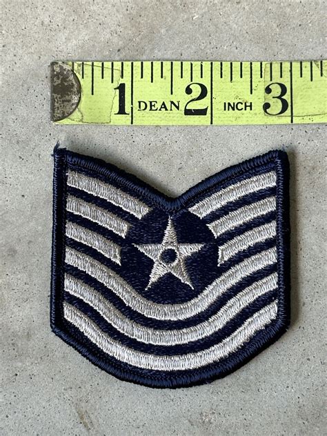 Us Air Force Master Sergeant Rank Patch Vtg E 7 E7 Blue Chevron Pair