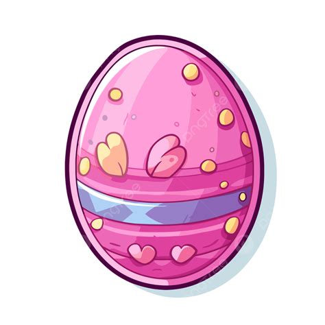 사랑스러운 애니메이션 핑크 부활절 달걀 벡터 고립 된 만화 핑크 부활절 달걀 스티커 디자인 상표 Png 일러스트 및 벡터