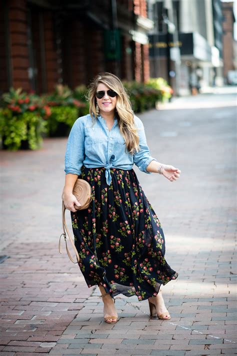 Floral Maxi Skirt Fashion Coffee Beans And Bobby Pins Plus Size