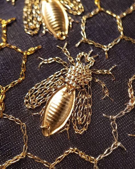Gold Thread Embroidery Bees Gold Work Embroidery Bead Embroidery