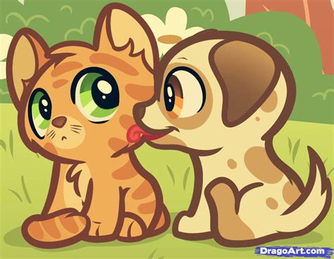 How to draw a dalmatian, step by step, pets, animals, free. How To Draw A Kitten And Puppy, Step by Step, Drawing ...