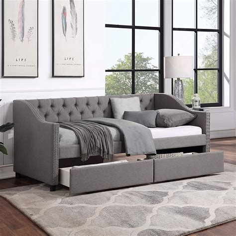 Twin Daybed With Drawers Upholstered Daybed With Storage Drawers Wood