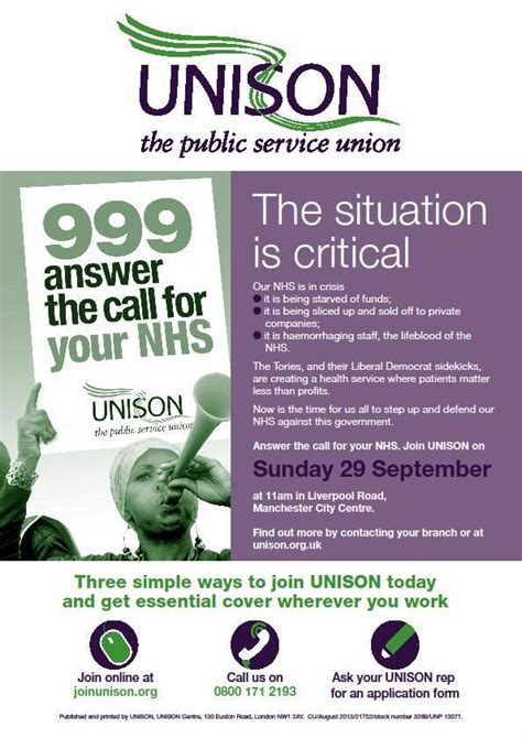 Johns Labour Blog Unison Save Our Nhs March And Rally Sunday 29 September