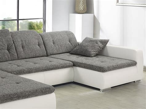 With its voluminous cushions it's also a place where you can completely relax. Sofa, Couch Ferun 365x200/185 cm, Webstoff hellgrau ...