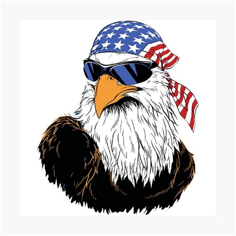 4th Of July Patriotic Eagle With Glasses Flag Usa Sticker