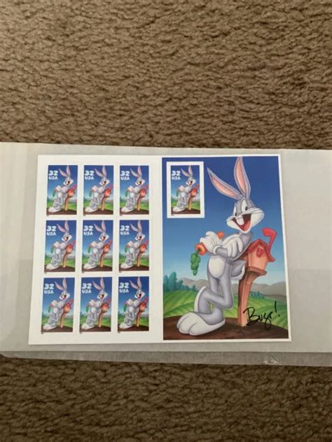Looney Tunes Bugs Bunny Stamps 32 Cent Usps Sheet Of 10 1997 500