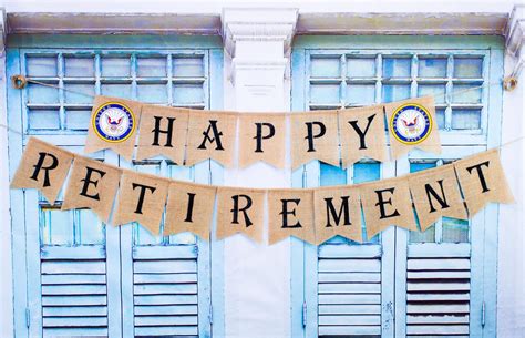 Best navy retirement party ideas from pin by katie germain on military retirement ideas. NAVY RETIREMENT burlap banner Happy Retirement bannerThe | Etsy in 2021 | Happy retirement ...
