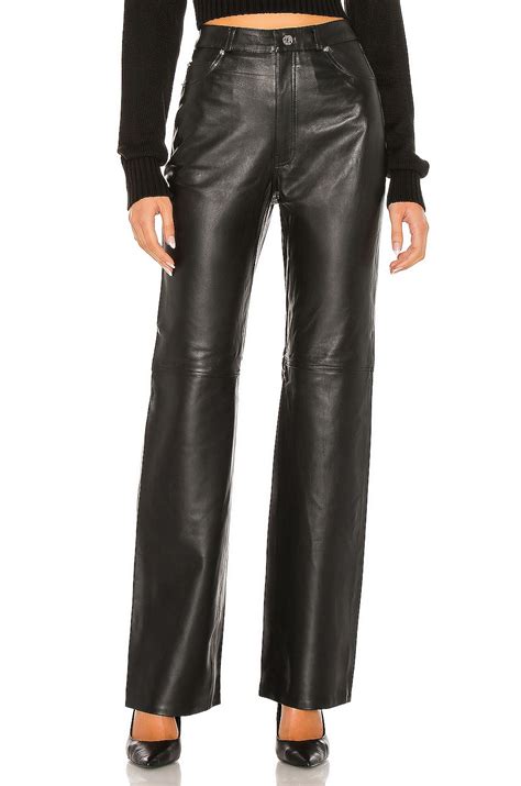 Grlfrnd Mila Leather Boot Cut Pant In Black Revolve