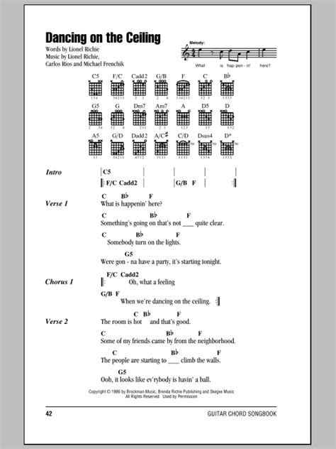 The people startin' a climb the walls. Dancing On The Ceiling by Lionel Richie - Guitar Chords ...