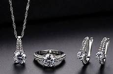 sets jewelry shining arrival zircon sieraden earrings necklace luxury silver classic gold women