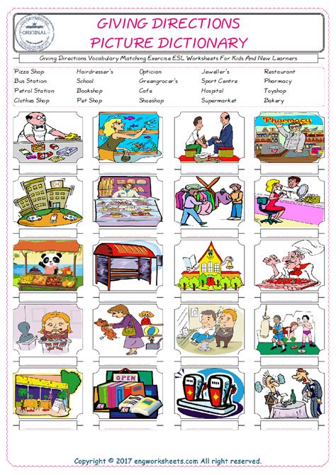Giving Directions English Esl Vocabulary Worksheets Engworksheets