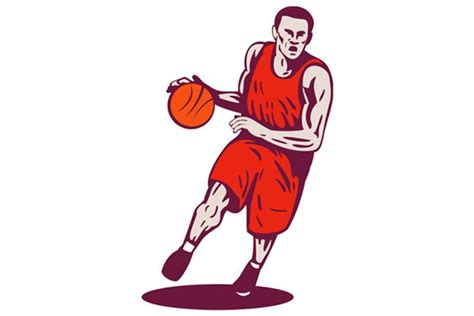 Basketball Player Dribbling Ball Basketball Players Illustration