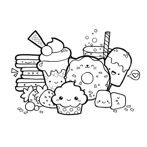 Kawaii Doodle Food Coloring Page Download Pdf At