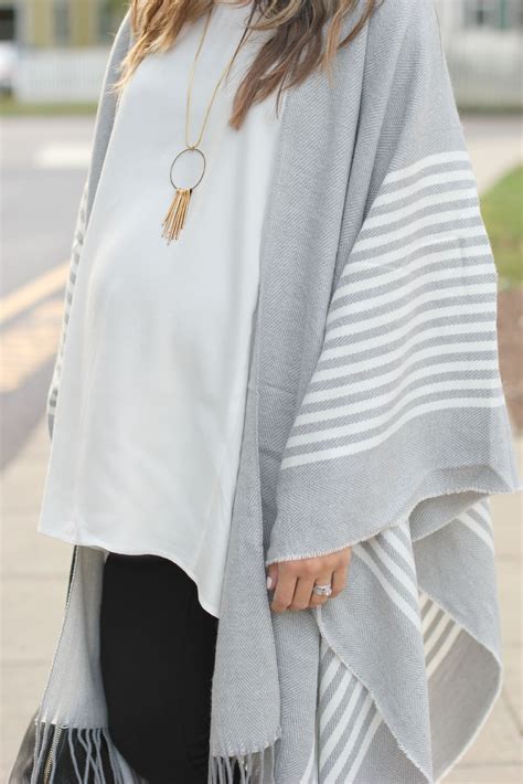 Maternity Style Ivory And Grey Poncho Lauren Mcbride