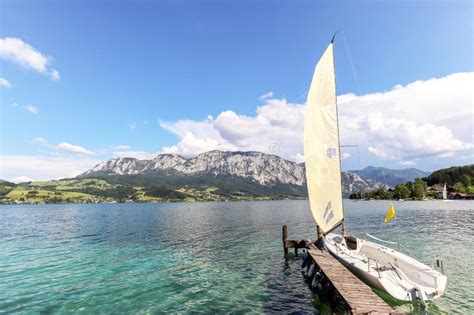 The Boat The Mountains And The Sea At Kotor Bay Stock Image Image Of