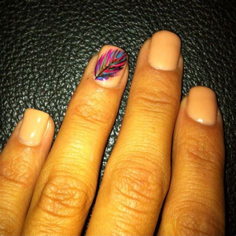 Feather Nail Create By Using Different Nail Polish Colors And A