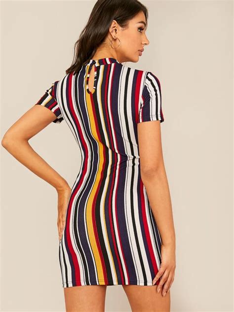 Shein Striped Bodycon Mini Dress Shein Usa