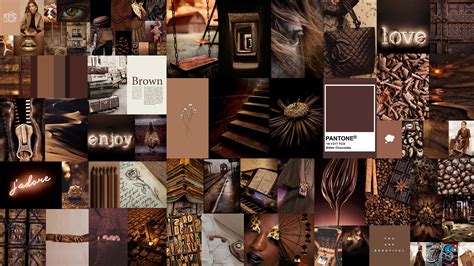 Brown Aesthetic Wall Collage Kit Pieces Chocolate Brown Etsy