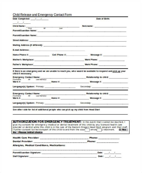 Free 33 Emergency Contact Forms In Pdf Excel Ms Word