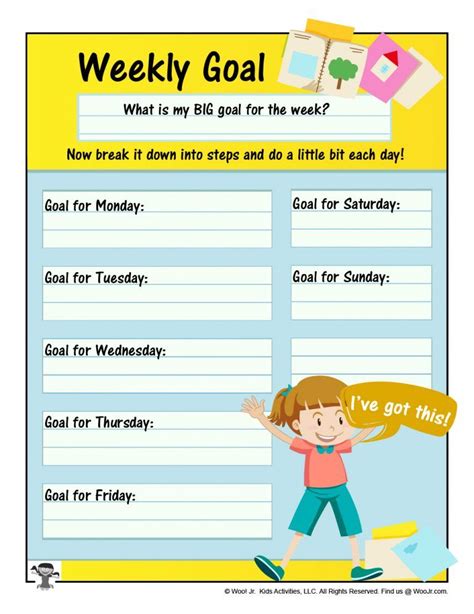 Printable Weekly Goal Setting Planner Woo Jr Kids Activities